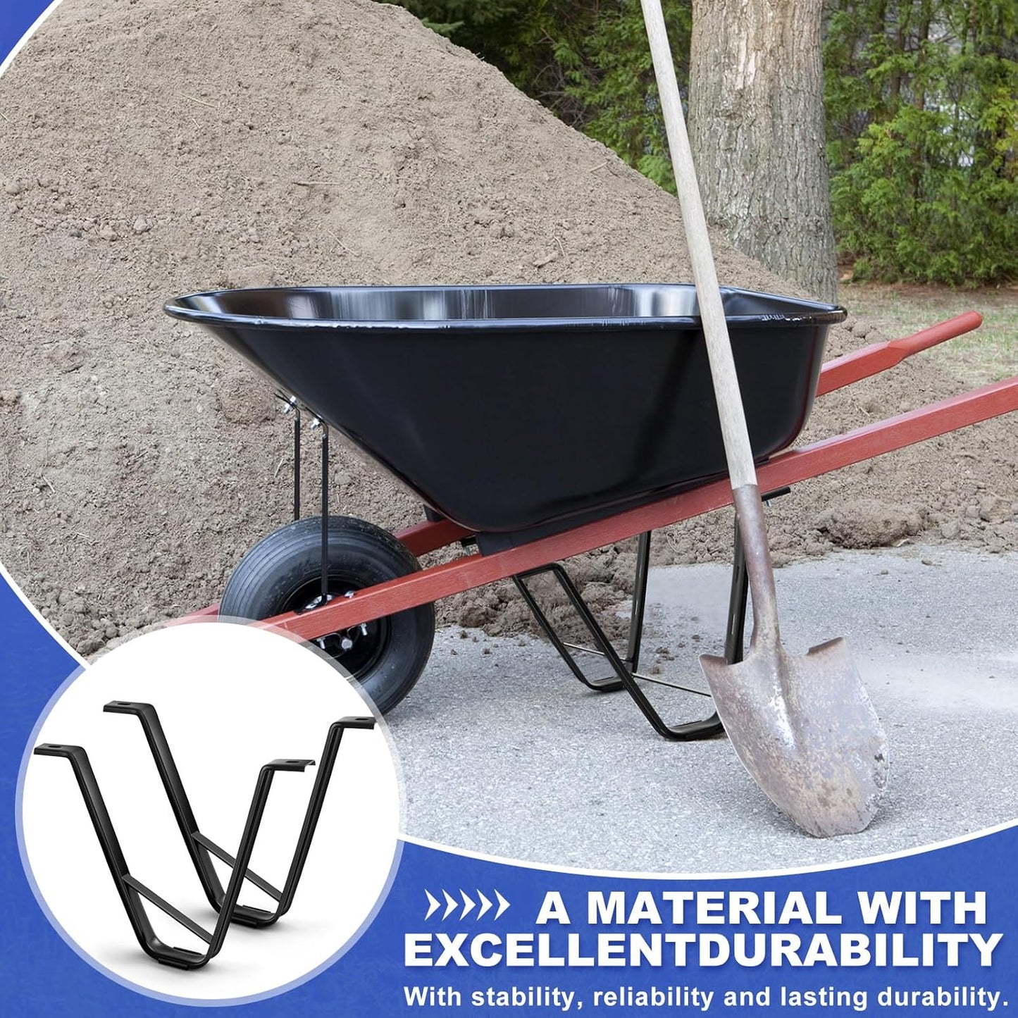 4 Pcs Heavy-Duty Steel Wheelbarrow Stands Trolley Replacement Parts Wheel Barrel Carretilla Bracket for Construction Wheelbarrows Yard Carts Carretillas para Construction Garden Carts