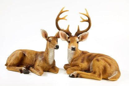 JHVYF Adorable Deer Statue Decor for Garden Yard Buck & Doe Lying Outdoor Sculptures for Home Decor 312-313…