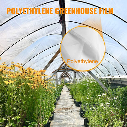 VEVOR Greenhouse Plastic Sheeting 24 x 50 ft, 6 Mil Thickness UV Resistant Clear Polyethylene Film, Hoop Green House Cover for Farms, Agriculture, Garden