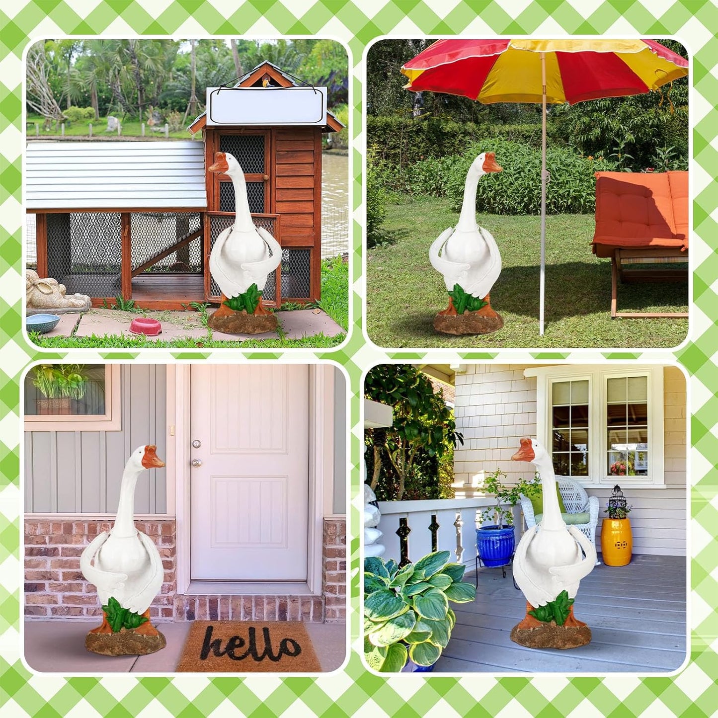 Poseable Goose Wings for 23''-28" Porch Goose Adjustable White Wire Geese Arm Wings Costume Accessories for Front Porch Lawn Patio Yard Decoration