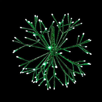Alpine Corporation 16"H Indoor Holiday 3D Snowflake Hanging Ornament with LED Lights, Green , Christmas Decoration