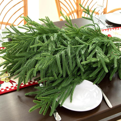10 Pcs 36 Inch Artificial Norfolk Pine Stems Faux Christmas Greenery Evergreen Pine Branches Realistic Fake Cedar Pine Picks Winter Greens for Vases DIY Garland Wreath Home Holiday Decor
