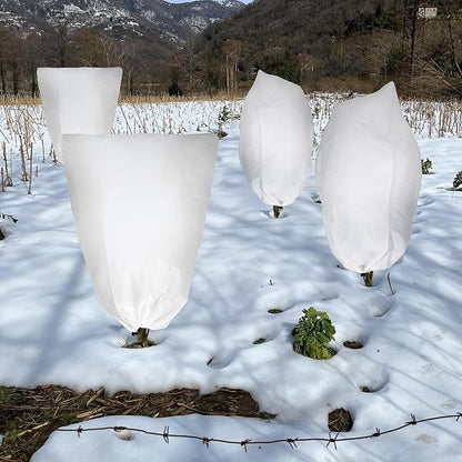 2 Pack Plant Covers Freeze Protection for Winter, 31.5''×23.6'' Frost Cloths for Outdoor Plants Cold Weather Blankets with Drawstrings