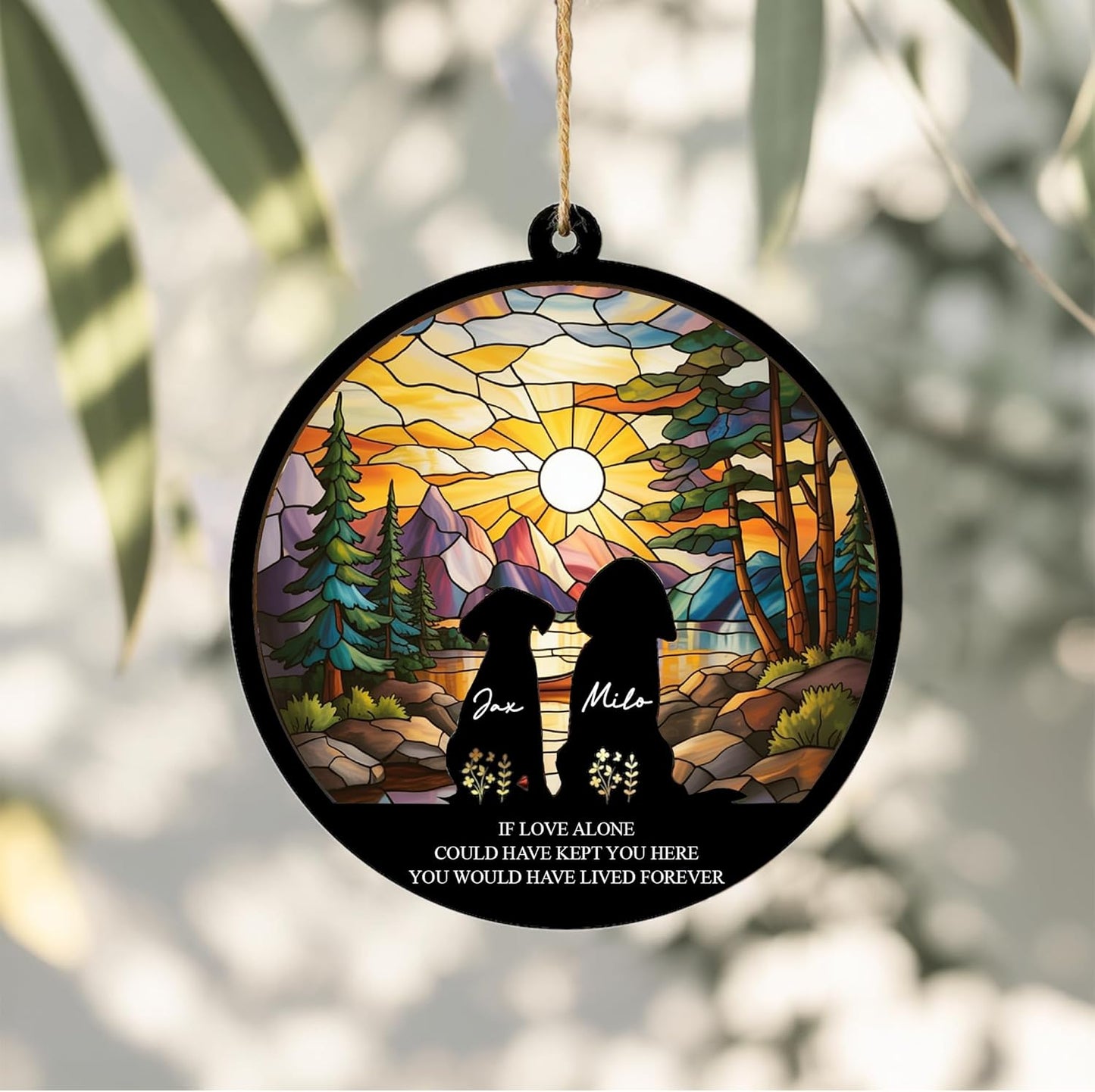 Personalized Dog Memorial Ornament with Name & Breed, Custom Pet Loss Gift, in Loving Memory Pet SunCatcher, Sympathy Gifts for Dog Lovers, Rainbow Window Decoration