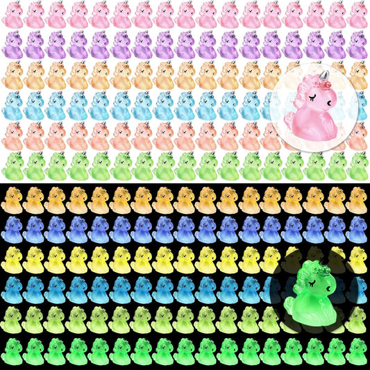 120Pcs Luminous Mini Resin Unicorn Figurines Glow in The Dark Tiny Unicorn to Hide Bulk Plastic Animals for Micro Landscape Fairy Garden Aquarium Dollhouse Birthday Party DIY Crafts Decor