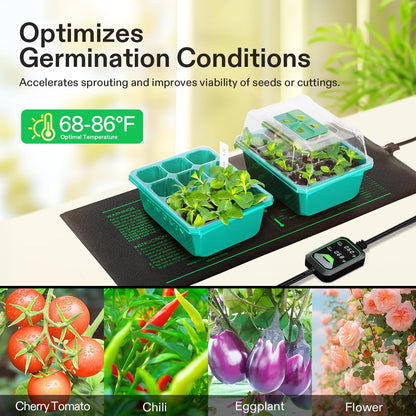 VIVOSUN 48"x20.75" Seedling Heat Mat with Built-in Temperature Controller, UL & MET-Certified Waterproof Plant Heating Pad for Germination, Hydroponics, Brewing, Breeding, and Greenhouses