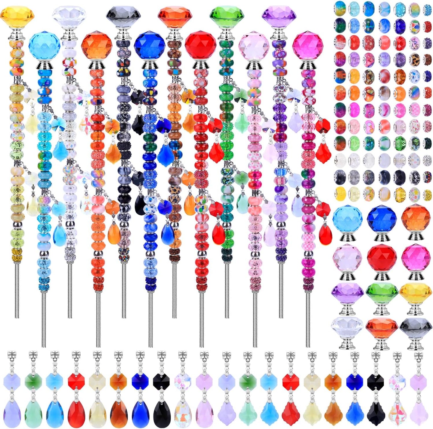 VICTLOV Crystal Suncatcher Making Kit, 273 Pieces with Beads, Snowflakes, Butterflies, Glass Balls for Garden Decoration, DIY Outdoor Hanging Ornaments (453Pcs Diamond+Ball+Pendant D)