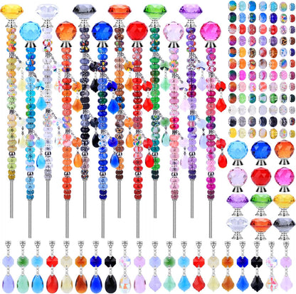 VICTLOV Crystal Suncatcher Making Kit, 273 Pieces with Beads, Snowflakes, Butterflies, Glass Balls for Garden Decoration, DIY Outdoor Hanging Ornaments (453Pcs Diamond+Ball+Pendant D)