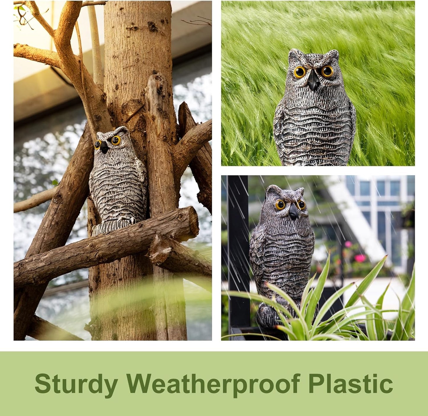OFFO Bird Scare Devices Plastic Owl Scarecrow for Halloween Decorations Outdoor Garden, Yard, Pool Decoration, 8.3 in Height, Brown