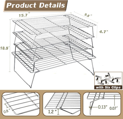 Sprouts Growing Rack 4-Tier 14 inch Shelf, Metal Foldable Plant Stand for Sprouting Tray Indoor, Seed Starting Tray Plant Shelf, Silver Rack for Kitchen Table Top Space Saving