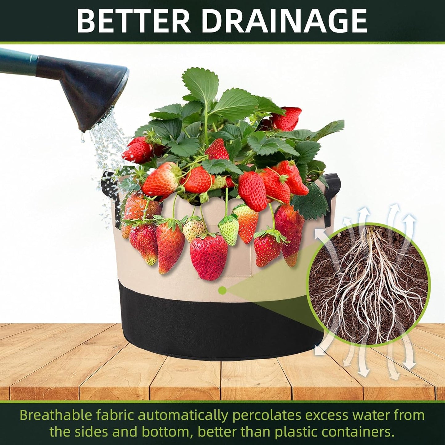 LITLANDSTAR 10 Gallon Fabric Grow Bags, 10 Pack Heavy Duty Thickened Nonwoven Plant Grow Bags with Handles and Label Bags, Fabric Plant Pots for Growing Vegetables Flowers Herbs (Black Mixed Camel)