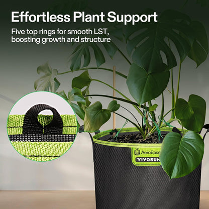 VIVOSUN 3-Pack 7-Gallon AeroBase Grow Bags, Durable Mesh Fabric Plant Container with Breathable Base and Sturdy Handles, Black