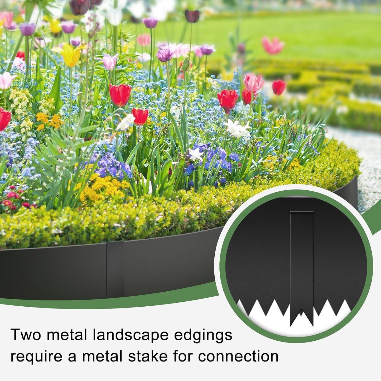 33FT Galvanized Steel Landscape Edging 10 Pack, 40" x 8" Metal Edging for Landscaping with 10Pcs Stakes & Gloves, Metal Garden Border for Garden Design, Yard, Tree Rings, Pathway, Divider
