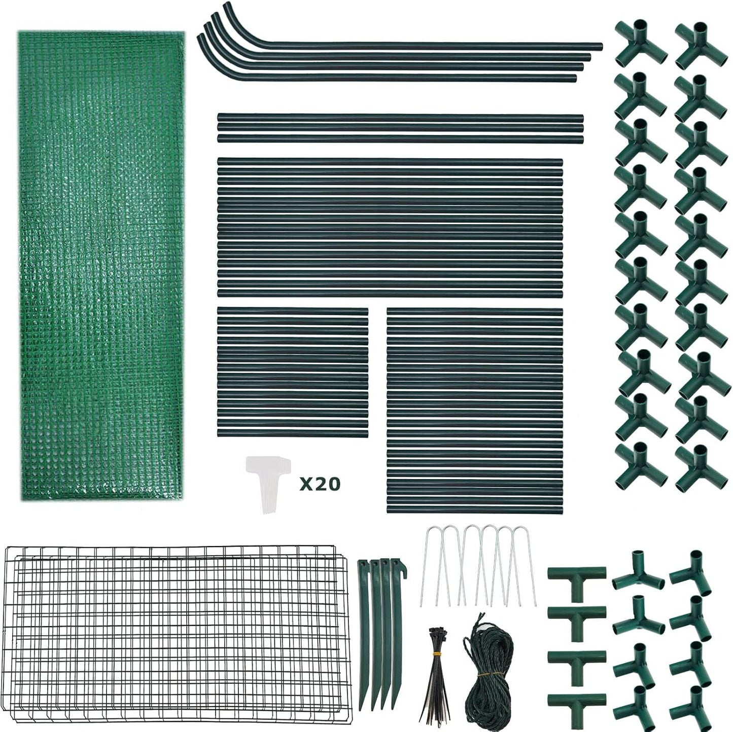 Walk-in Greenhouse for Outdoors w/ Mesh Side Windows, 3 Tiers 6 Shelves PE Cover Green House Portable Warm House for Seedling Flowers Growing 20 Pcs T-Type Plant Tags Include (GHW001G)