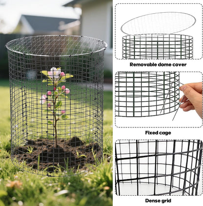 6 Sets of 18'' x 12'' Garden Plant Protectors from Animals with Detachable Covers Metal Plant Cage Chicken Wire Cloche with Ground Stakes and Nylon Tie Wire Plant Cage to Keeping Bunny Animals Out