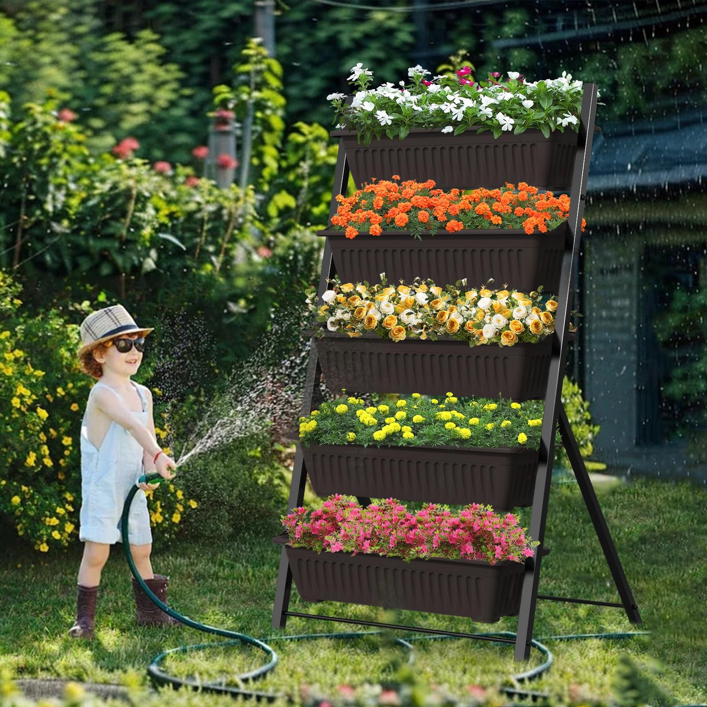 5-Tier Vertical Garden Planter,4.4Ft Planter Box with 5 Container Boxes