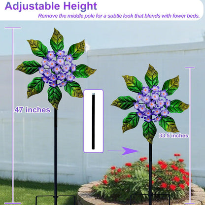 Glow-in-Dark Metal Wind Spinner for Yard and Garden, Outdoor Luminous Wind Spinners Yard Art Garden Decor (13.4" W x 47" H) Purple