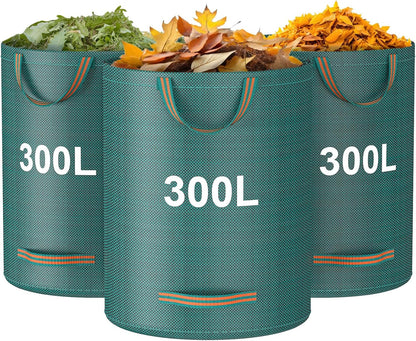Mokani Reusable Yard Waste Bags, 79 Gallon Lawn and Leaf Bags 3 Packs, Heavy Duty Garden Bags With Reinforced Handles, Camping Yard Recycling Leaf Bag for Leaves