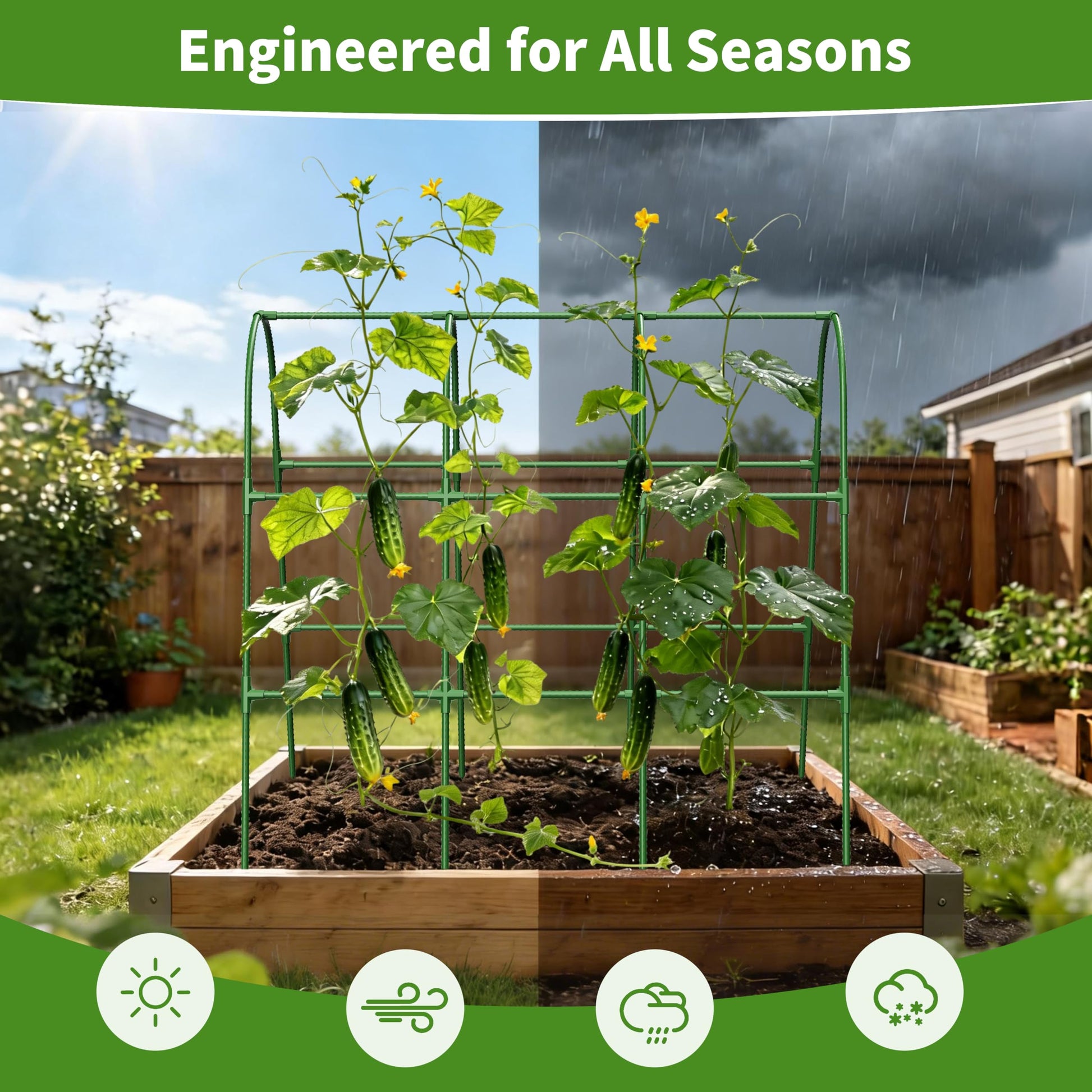 MQHUAYU Cucumber Trellis for Raised Bed,U-Shape Garden Trellis for Climbing Plants Outdoor, Metal