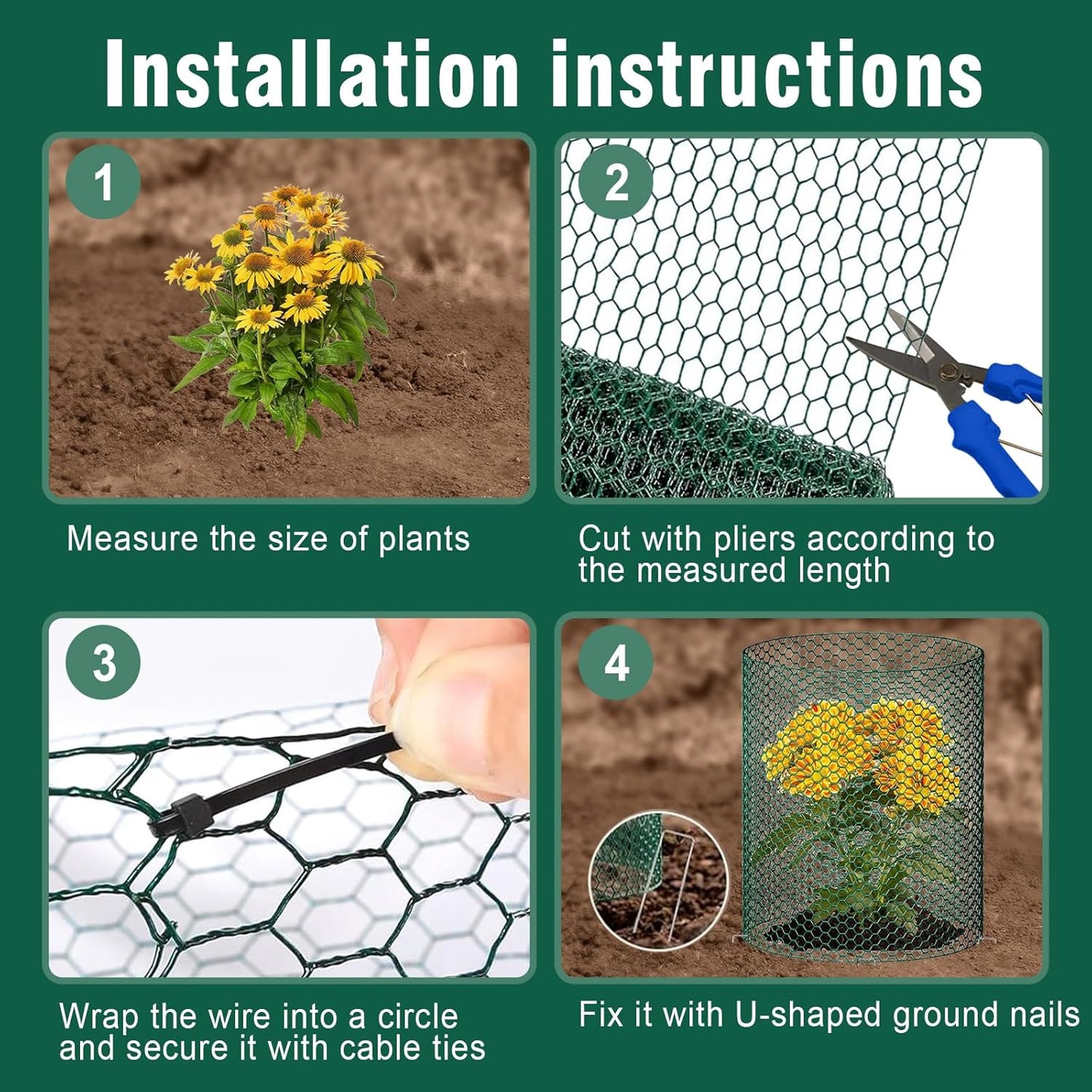 32.8Ft x 16In Plant Protectors from Animals, Metal Plant Chicken Wire Cages Covers Garden Netting for Outdoor Plants to Keeping Rabbits Squirrels Chicken Animals Out