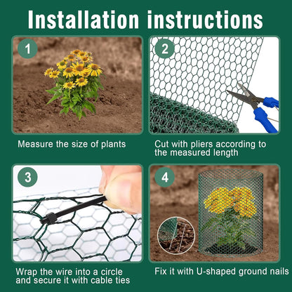 32.8Ft x 16In Plant Protectors from Animals, Metal Plant Chicken Wire Cages Covers Garden Netting for Outdoor Plants to Keeping Rabbits Squirrels Chicken Animals Out