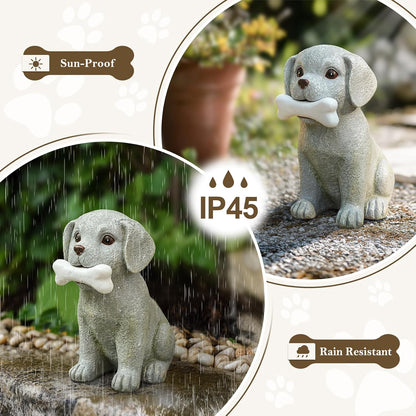 Solar Dog Garden Statues, Outdoor Puppy Figurine with Glowing Bone Light, Perfect Decor for Yard, Porch, Birthday, Christmas, or Memorial Gifts for Dog Lovers, Mom, Grandma