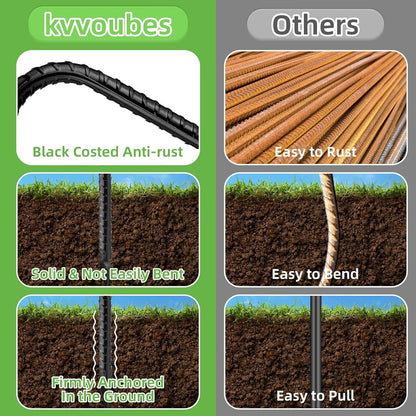 Black Trampoline Stakes Anchors High Wind 12inx6mm Galvanized U Hook 6pcs Rebar Stakes – Heavy Duty Ground Anchors for Trampoline,Yard & Inflatable,Landscape Metal Stakes for Outdoor Decorations