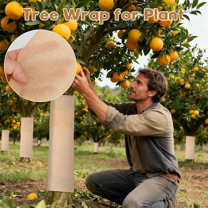 4 Rolls Burlap Tree Wrap - 6" X 157" Gardening Burlap Roll Winter Outdoor Trunks and Shrubs Protection Wraps Protection Tree Covers for Freeze, Frost & Wind Protection