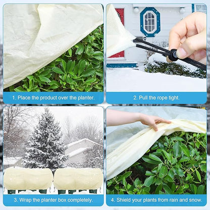 Bonviee 2 Packs Plant Covers Freeze Protection- Large Tree Covers Frost Protection Blankets for Plants, Reusable Shrub Jakets Covers for Winter, with Drawstring (43.3x17.7x15.7INCH /2 Pack)