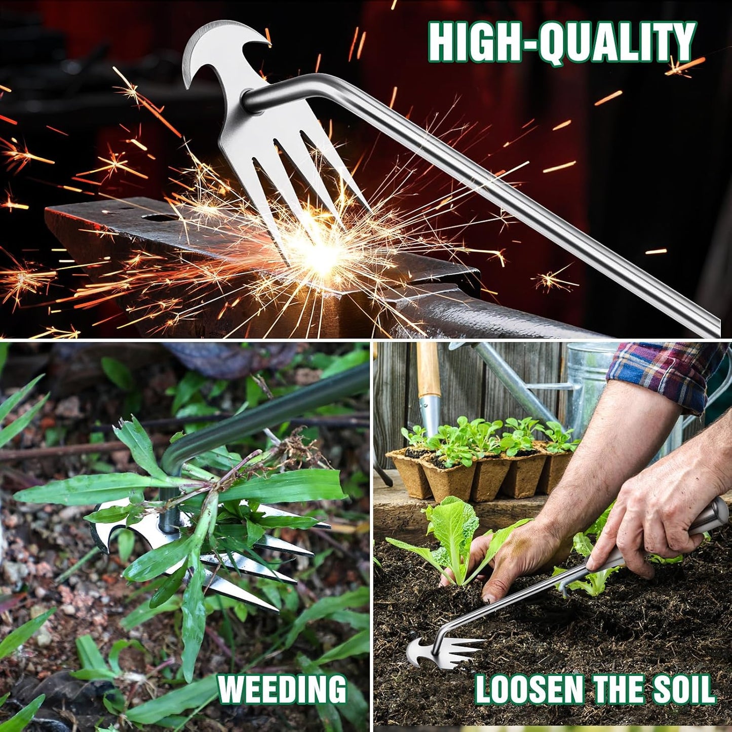 Weeder Tool, 2025 New Portable Weeder Tool with Stainless Steel, Garden Tool for Planting and Weeding, Crack Weeder Tool, Weed Discharge Tool for Farms and Backyards