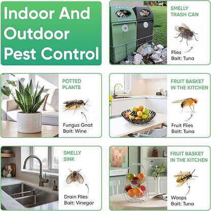 Sticky Fly Trap Indoor & Outdoor | Hanging Fly Stick for Gnats, Flies, Wasps, Mosquitoes & Other Flying Bugs | Sticky Bug Traps | Home Pest Control | Flying Insect Trap Rolls - 4-Pack | Ucatch
