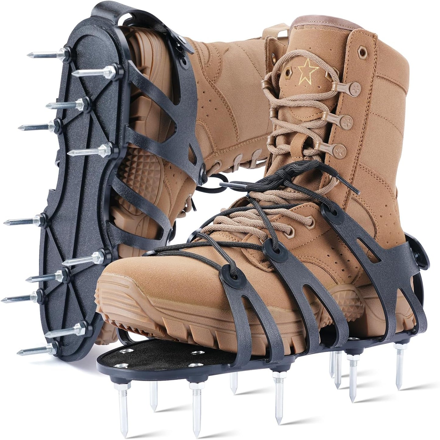 Professional Lawn Aerator Shoes with Spiked Design &Adjustable Wrap Lacing-Flexible Bendable Sole for Natural Walking,Ergonomic Gardening Tools for Professional Landscapers & Homeowners