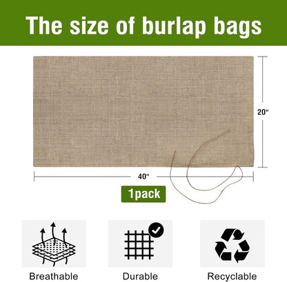 Agfabric Burlap Sack 1pack 20"×40" Burlap Storage Bag with Strings, Reusable Potato Storage Bag for Food Storage Plant Gardening Planting, Food Grade, 1piece