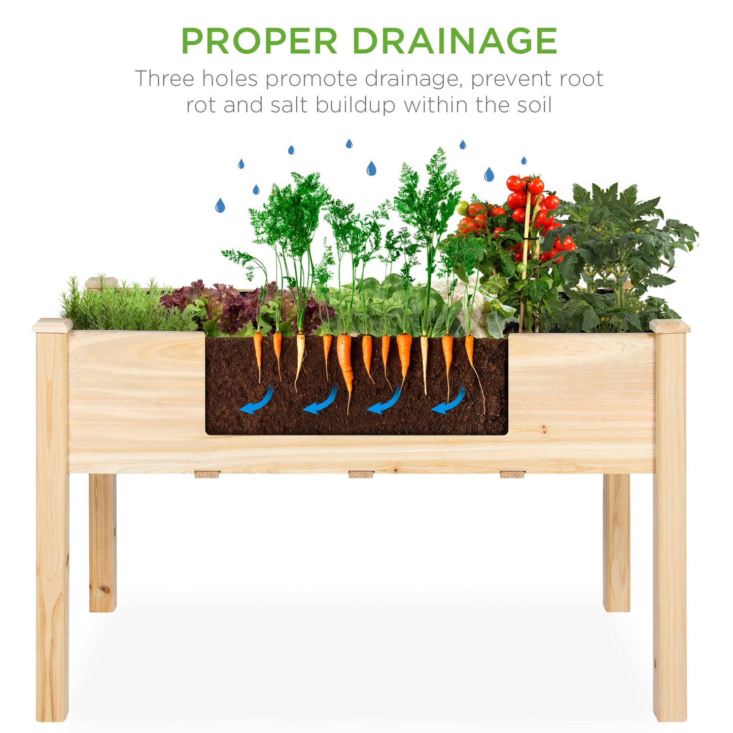 Best Choice Products 48 x 24 x 30 Inches Raised Garden Bed, Elevated Wood Planter Box Stand for
