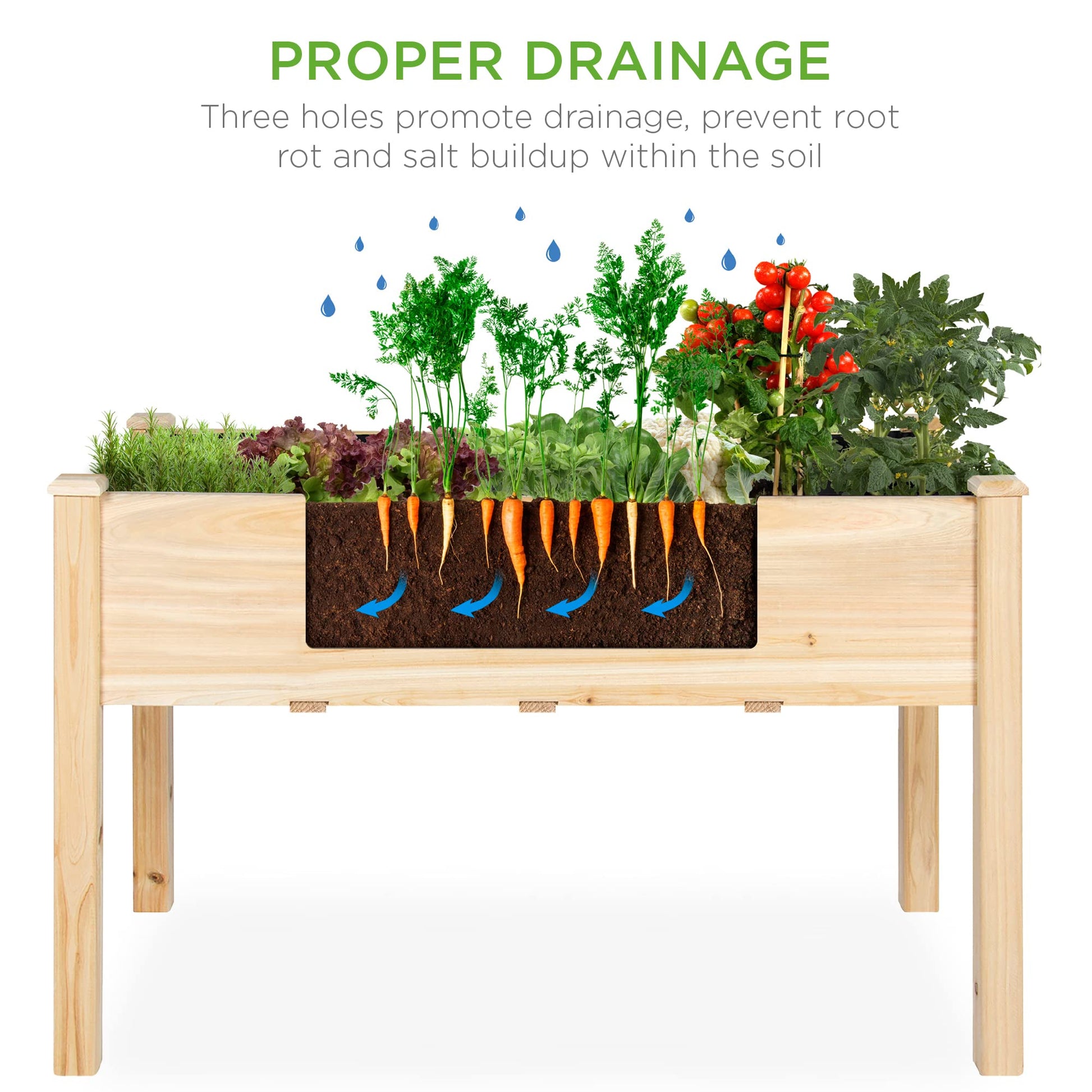 Best Choice Products 48 x 24 x 30 Inches Raised Garden Bed, Elevated Wood Planter Box Stand for