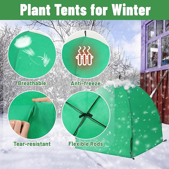 2 Pack Winter Plant Covers Freeze Protection, Shrub Covers Warm Plant Tents for Winter, Frost Protection for Outdoor Plants from Freezing Animals Eating (36" x 36" x 38")
