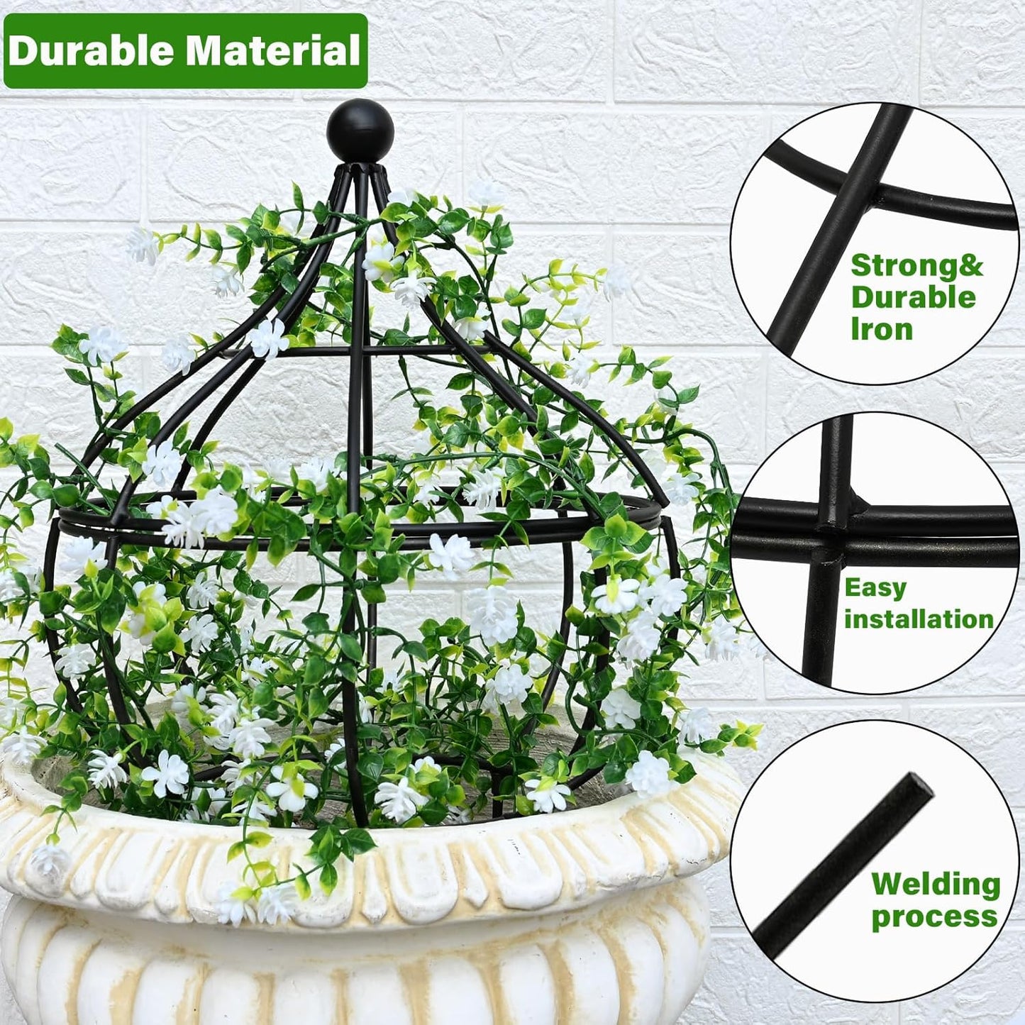 Sturdy Metal Garden Obelisk Trellis for Climbing Plants - 12" x 8.1" Versatile Support for Roses, Topiaries & Houseplants - Easy to Assemble, Durable & Decorative for Indoor/Outdoor Displays