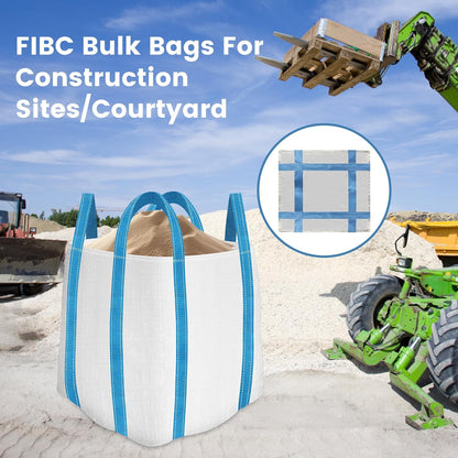 FIBC Bulk Bag, 2 Ton Bag, 35"L x 35"W x 43"H, 4400 lbs SWL, 6 Pack, Duffle Top Flat Bottom, Heavy Duty Woven Polypropylene Bags for Industry Construction