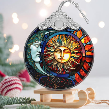 Stained Glass Sun and Moon Ornament - Christmas Ornaments - Christmas Tree Decorations - Holiday Present Ideas - Gift Exchange