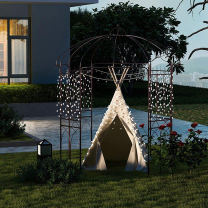 Moccha Birdcage Shape Garden Arch, 8.4’ H x 7’ W Pergola Pavilion Arch for Climbing Plants, French Style Gazebo with 16 Ground Stakes, Outdoor Metal Garden Arbor for Wedding Party Decoration, Bronze