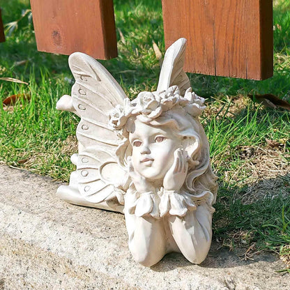Lying Fairy Garden Statue – Resin Outdoor Fairy Figurine for Yard or Patio, Garden Angel Decor for Outside, Whimsical Fairy Ornament 9.84” L
