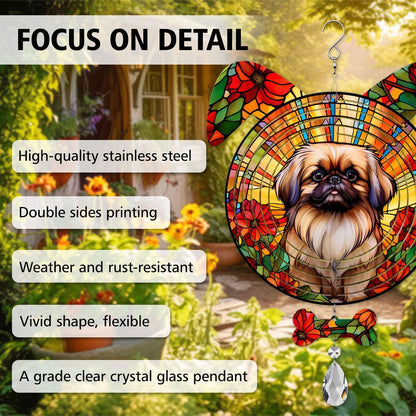 Pekingese Dog Ears Wind Spinner, Pekingese Wind Spinner Hanging for Yard and Garden