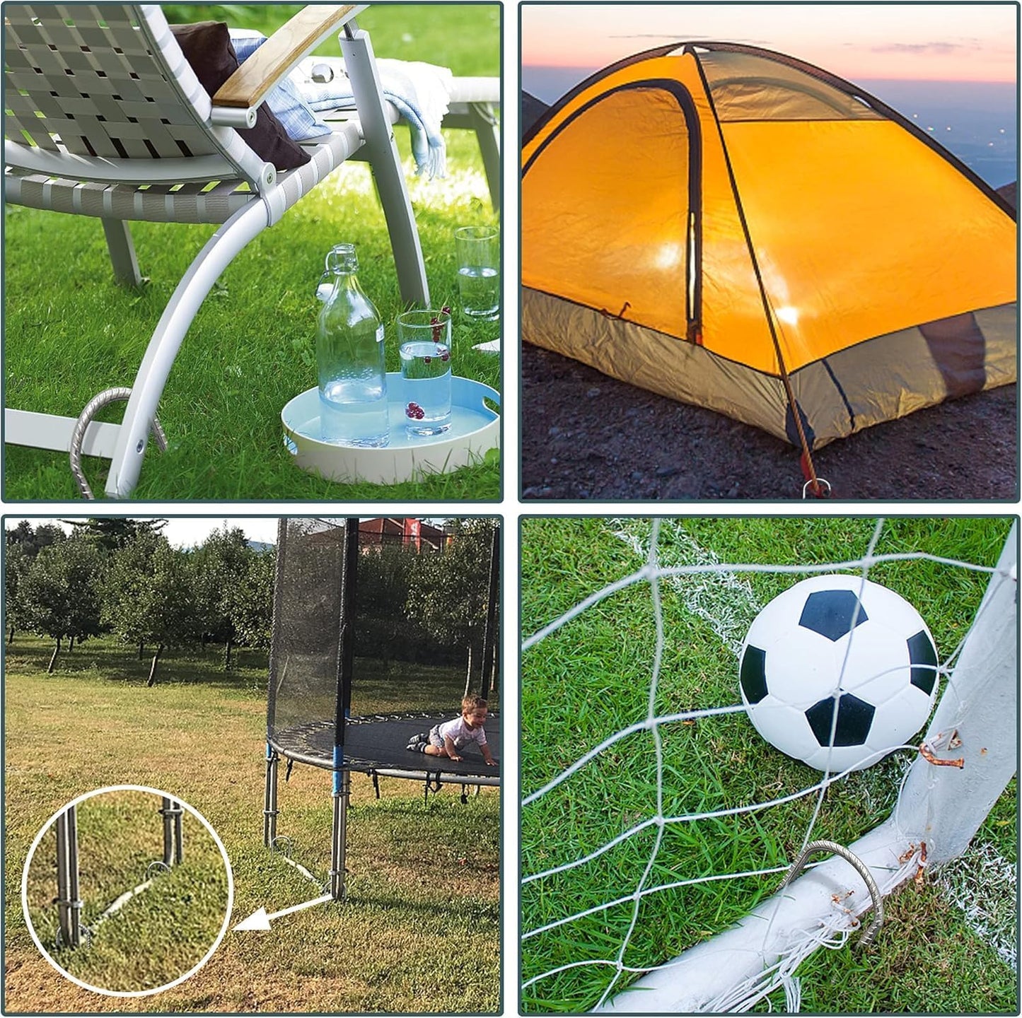 Eurmax USA Strong Trampoline Anchor Stake High Wind, Ground Anchors Heavy Duty, Tent Stakes,Trampoline Accessories, Swing Set Anchors, Ground Stakes, Pack of 8(Silver)