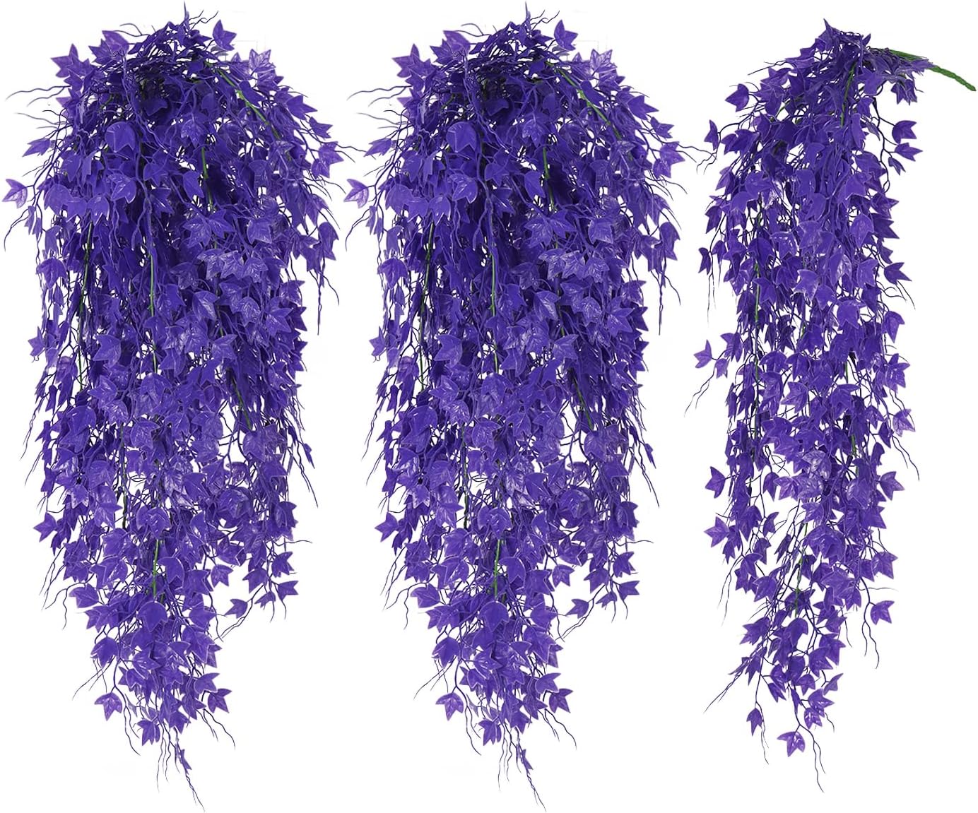 Fake Hanging Plants Fake Ivy Vine Artificial Ivy Leaves Artificial Hanging Plant Faux Plant Hanging Artificial Plants Outdoor Vines Decor for Home Room Yard Wall Garden Decoration(Pure Purple)