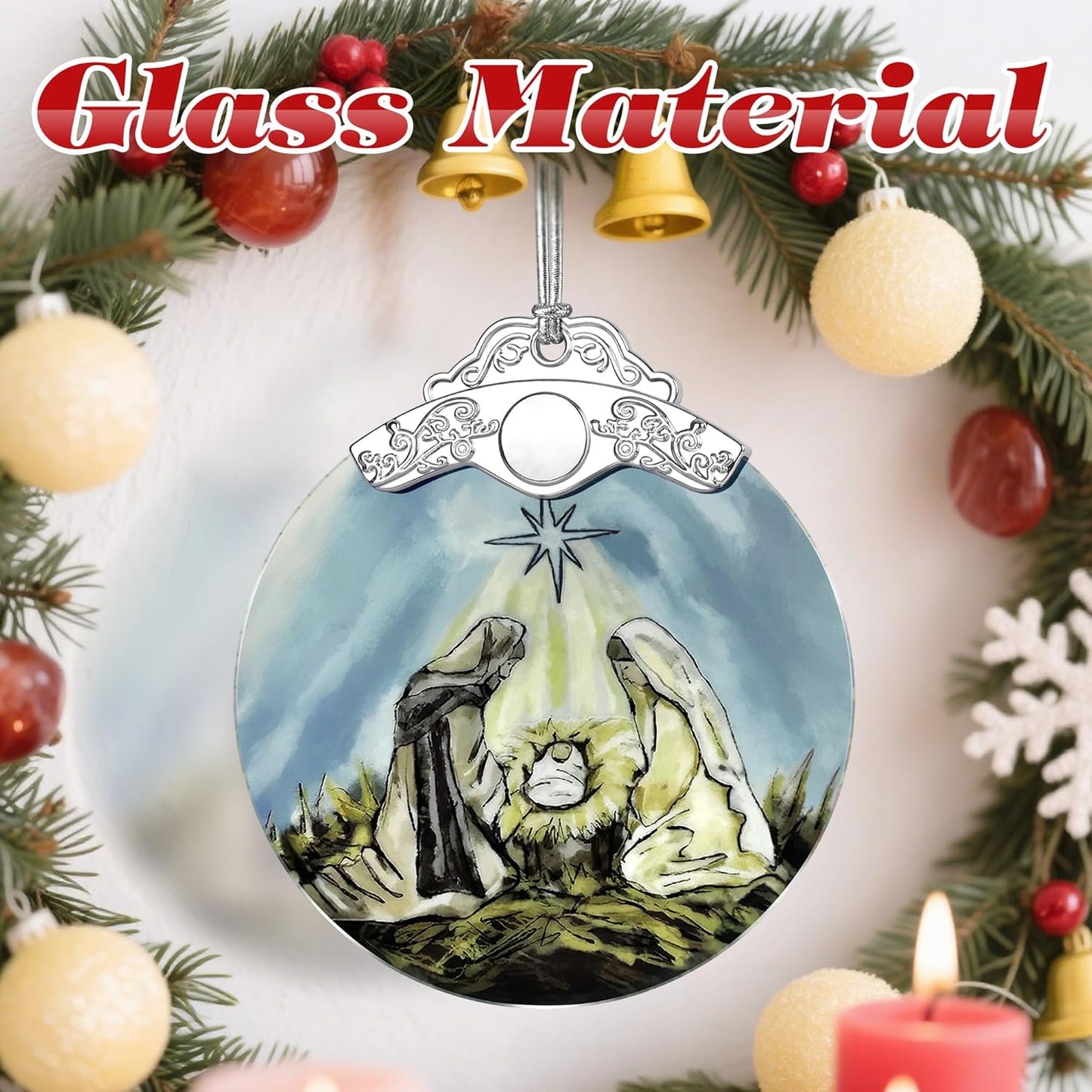 Stained Glass Nativity Ornament, Religious Christmas Ornaments, Christmas Decorations for Tree, Holiday Ornament, Christian Gifts, Religious Gifts, Gift Ideas & Xmas Gift