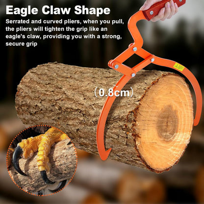 13 Inch Orange Log Tongs, Claw Skidding Tong Logging Skidding Tongs with Non Slip Grip, Log Lifting Tools for Handling, Dragging & Carrying Tool