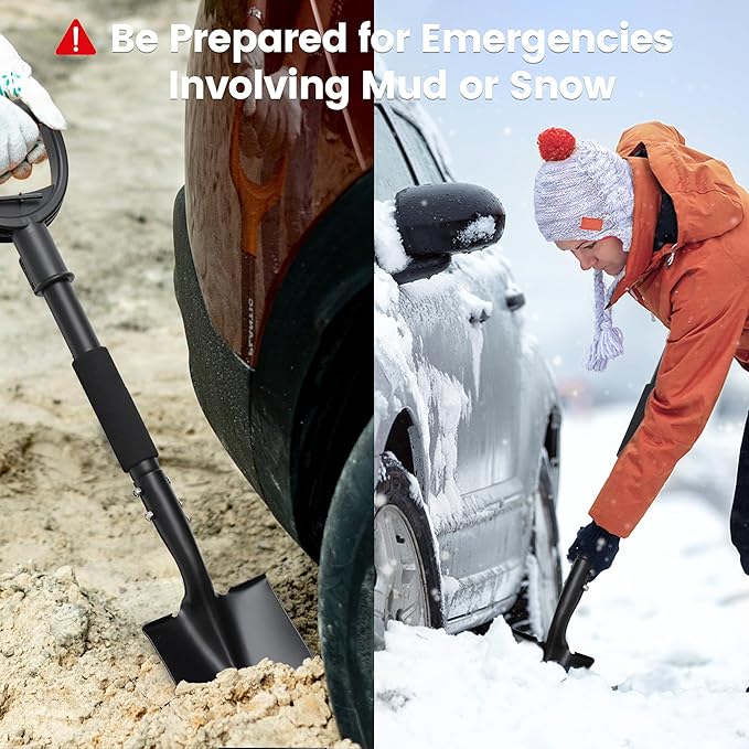 Garden Shovels for Digging, Small Beach Shovel with D-Handle 31 inch, Metal Folding Hand Sand Survival Camping Adult Kids Shovel for Gardening Cleaning