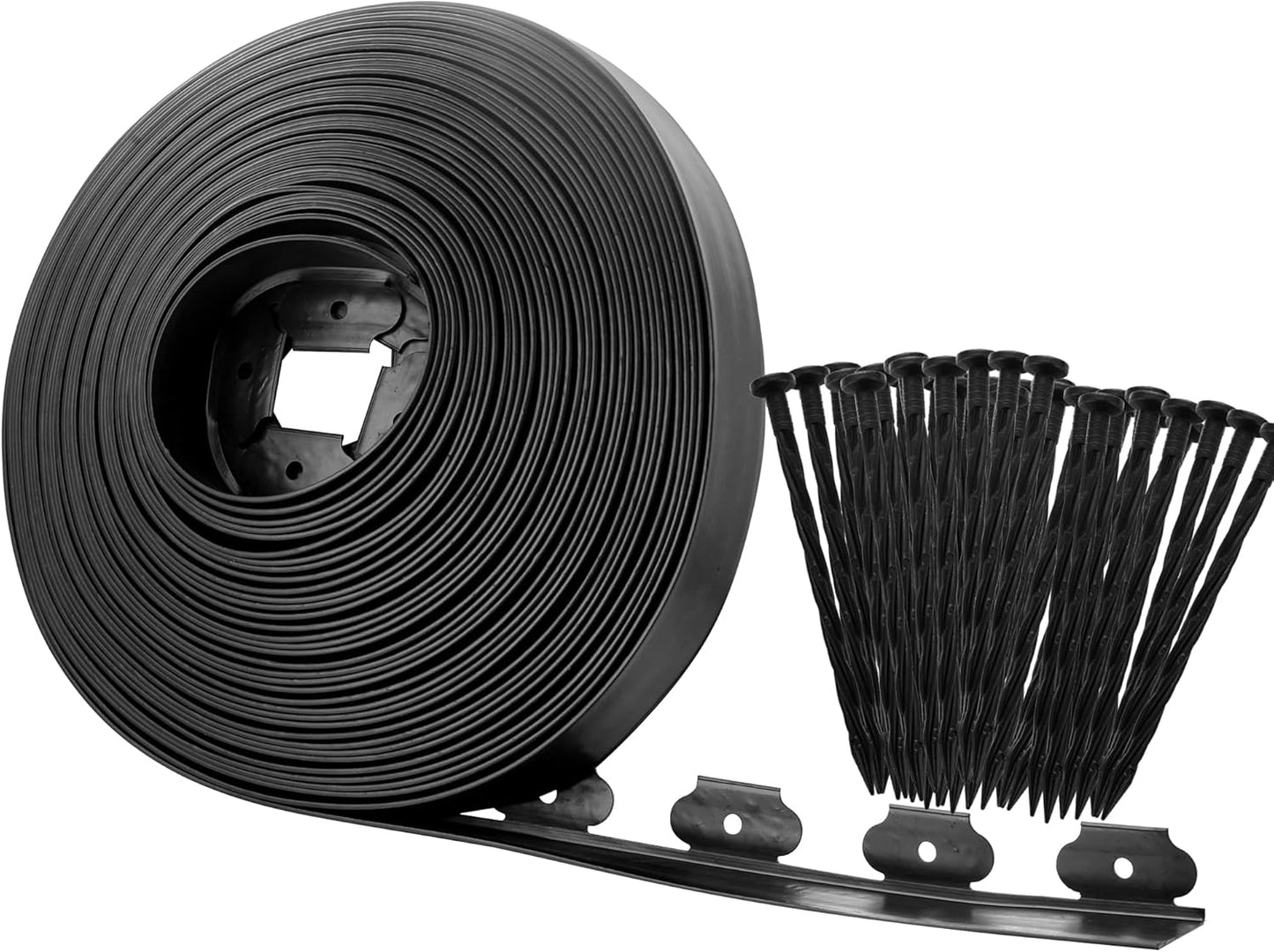JDXN No Dig Landscape 1.5 Inch Tall Edging Garden Edging Landscape Edging Comes with Spikes for Landscaping, Flower Gardens, Lawn… (Black)