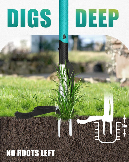 Breeze Touch 39" Weed Pulling Tool, 4-Claw Detachable Weed Puller Tool with Long Handle Adjustable, Heavy Duty Stand Up Weeder Weeding Tool for Lawn, Yard, Garden, Dandelion Picker, Weed Remover