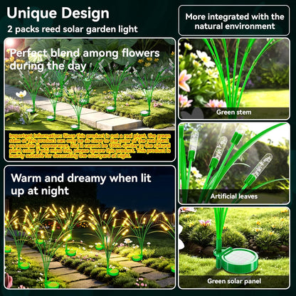 6 Packs Reeds Solar Garden Light, 30 Inch Garden Solar Light with 36 Bulbs, Intelligent Light Control System, IP65 Waterproof, Outdoor Solar Light for Decorating Yard, Pathway(Warm Color)